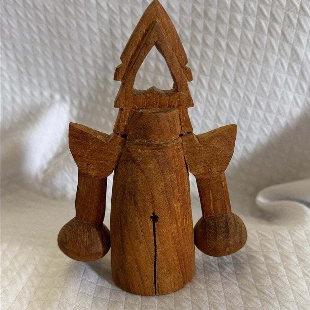 Vintage 6” Hand-Carved Wooden Water Buffalo Bell – Asian Folk Art - Works!